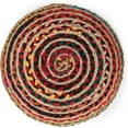 thumbnail image 6 of · REDEARTH · Round Pouf Ottoman - Braided Boho Poof Home Decor Pouffe Accent Sitting Circular Foot Rest for Living Room, Bedroom, Nursery, Kidsroom, Lounge; Jute and Cotton (19.5"x19.5"x14"; Multi), 6 of 9