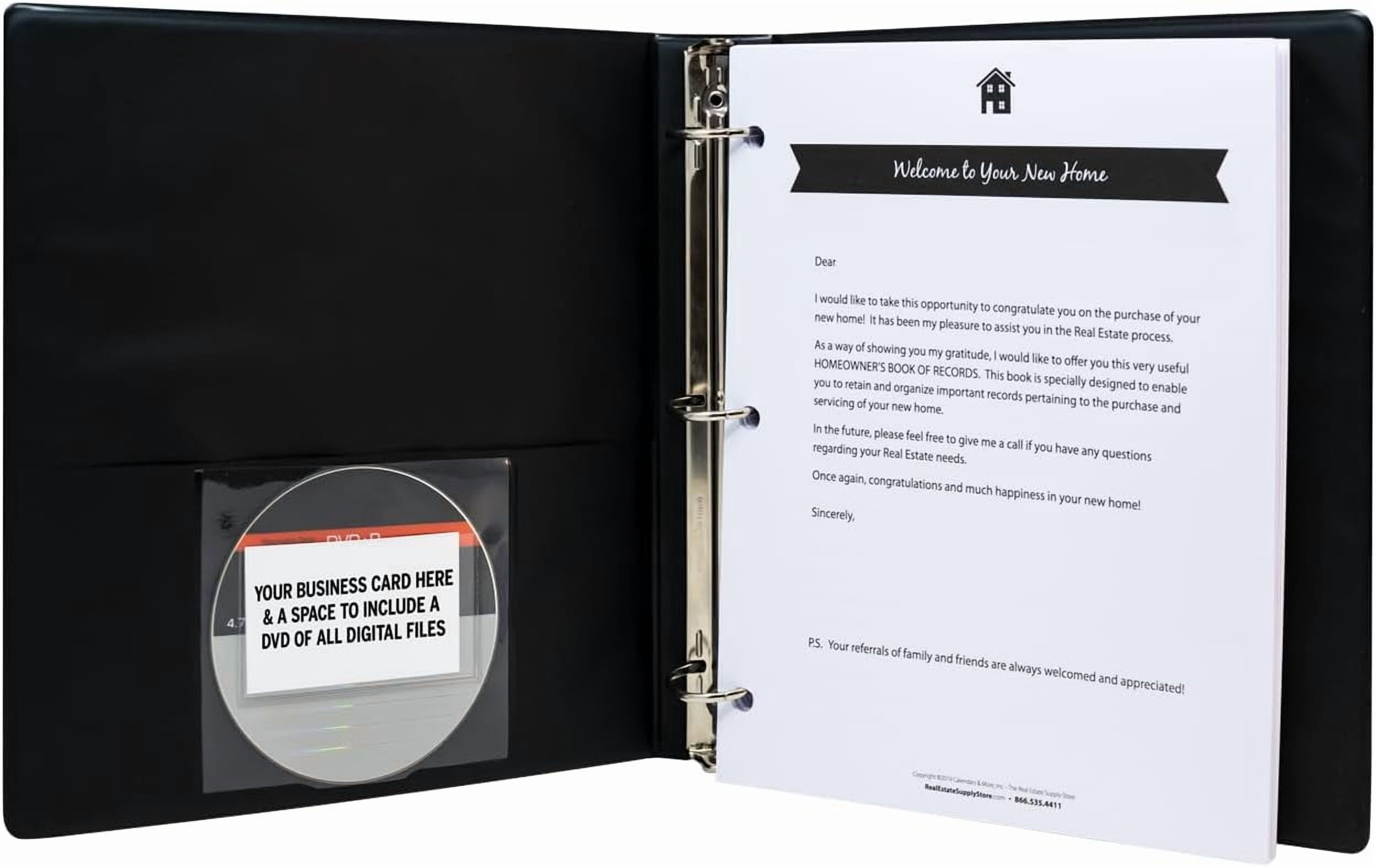 Homeowner's Book of Records Binder 2 Pack Black - Organize Household Receipts, Repair Logs & Inventory with 13 Envelopes for Real Estate Closing Gifts