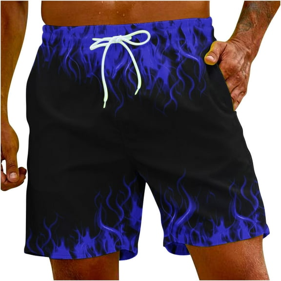 EGNMCR Mens Swimsuit Trunks Fashion Summer Oversized Printed Quarter Pants Beach Shorts Sports Casual Pants Summer Sale