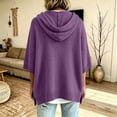 thumbnail image 5 of Nugftut Plus Size Hooded Sweaters for Women Poncho 3/4 Batwing Sleeve Loose Knitted Hoodie Pullover Sweaters, 5 of 6