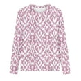 thumbnail image 3 of YeJammarp Plus Size Cotton Tops Women Crewneck Long Sleeve Graphic Print T-shirts Loose Fit Spring Fall Winter Tees (M, Pink), 3 of 4