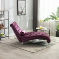 thumbnail image 4 of MAYEERTY Velvet Chaise Lounge Indoor,Button-Tufted Upholstered Chaise Lounge Chair with Pillow for Bedroom Living Room Office，Purple Velvet, 4 of 5