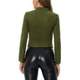 thumbnail image 3 of INSPIRE CHIC Blouson de Moto Court pour Femme en Faux Suède à Col Montant à Fermeture à Glissière TP Vert Armée, 3 of 7