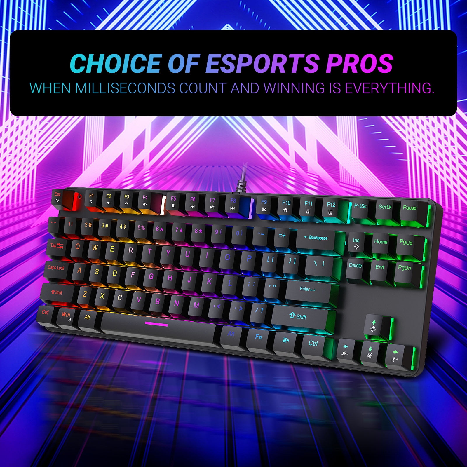SYGTA K87 Gaming Keyboard, USB-A TKL 87 Keys Hot Swappable Wired Gaming Keyboard for PC Mac,Black