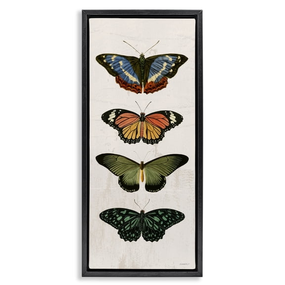 Stupell Industries Rustic Lodge Butterfly Lineup Vintage Black Floating Frame Canvas Art, 11 x 25, by Dan Meneely