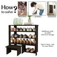 thumbnail image 6 of Shoe Rack Shoe Organizer Shlef w Footstool espresso Finish solid wood storage shoe rack Natural Wood Tone, 6 of 8