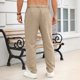 thumbnail image 3 of Ceisia Men's Casual Solid Color Cotton-Linen Drawstring Buttoned Straight-Leg Pants Khaki XXL Gifts, 3 of 7