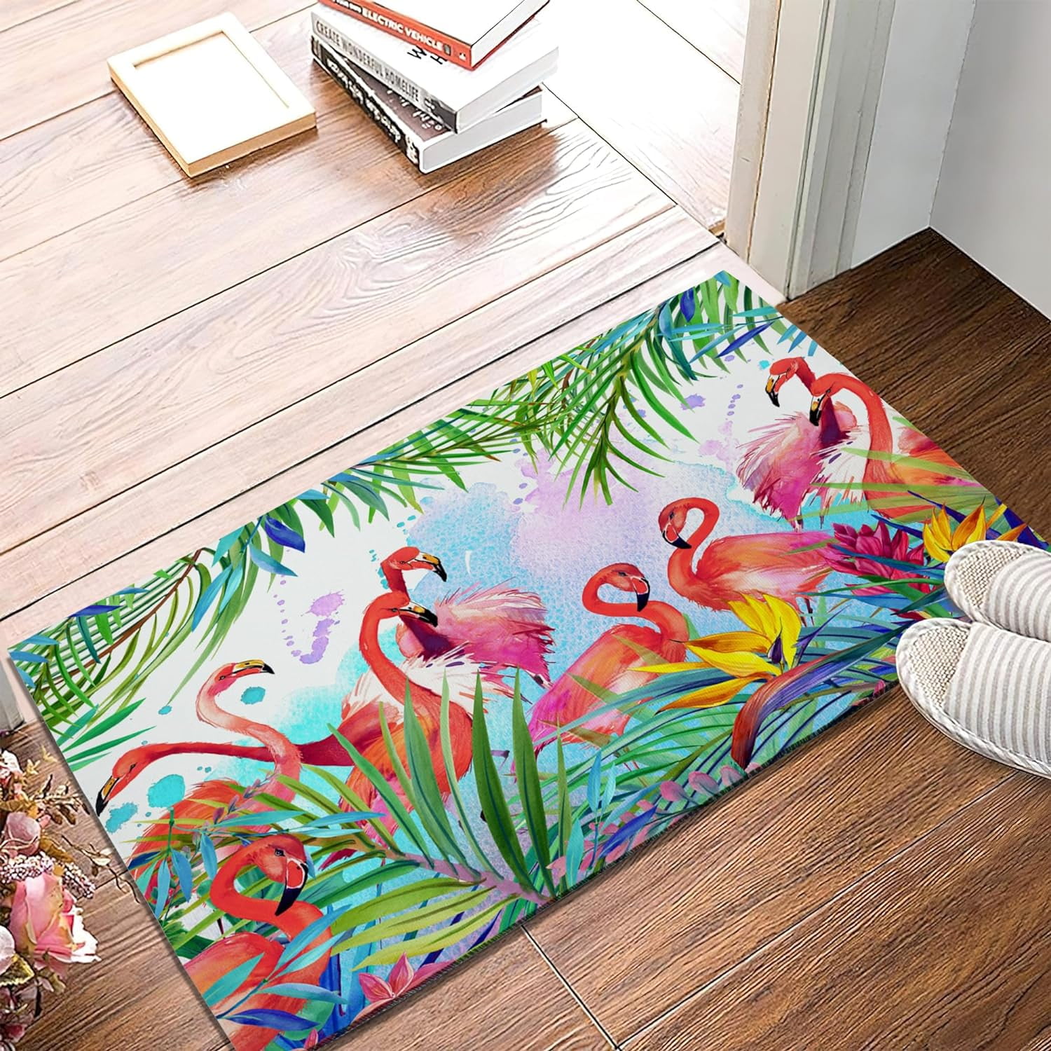 Flamingo Tropical Doormat 17x30 – Non-Slip Entrance Mat, Water Absorbent, Indoor/Outdoor - View #3