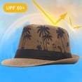 thumbnail image 4 of 56-58cm hat circumference men and women coconut tree pattern jazz hat summer beach sunshade straw hat, 4 of 5