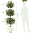 thumbnail image 4 of 5FT Artificial Olive Triple Ball Topiary Trees with Moss & Inner Pot, Outdoor Indoor Realistic Fake Shrubs Trees, Faux Plants Round Bushes Fake Shrubs Potted for Home Offices Porch Decor Set of 2, 4 of 8