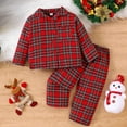 thumbnail image 2 of mgoYE Christmas Pajamas for Kids Boy Girl Plaid Pajama Pants Set Lapel Collar Button Sleepwear Matching Christmas Pjs(Red,6-7 Years), 2 of 9