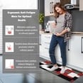 thumbnail image 2 of Red Black Kitchen Rugs Mats Set of 2 Cushioned Anti Fatigue Kitchen Floor Mat White and Grey Geometric PVC Non-Slip Waterproof Comfort Standing Mats for Kitchen Office, 17"x 47"+17"x 28", 2 of 6