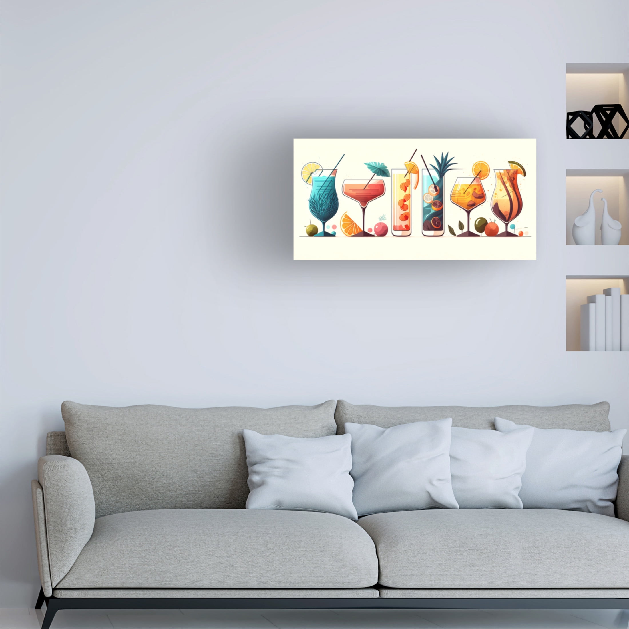Canvas Wall Art - Ray Heere 'Mid Century Cocktails And Drinks 29' Wall Art for Living Room, Bedroom, or Office Décor by Trademark Fine Art - 24 x 12 Inches