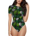 thumbnail image 2 of Picia Tropical Leaves1 Womens One Piece Swimsuits Modest Tummy Control Bathing Suits Lace Up Slimming Swim Suit-Medium, 2 of 9