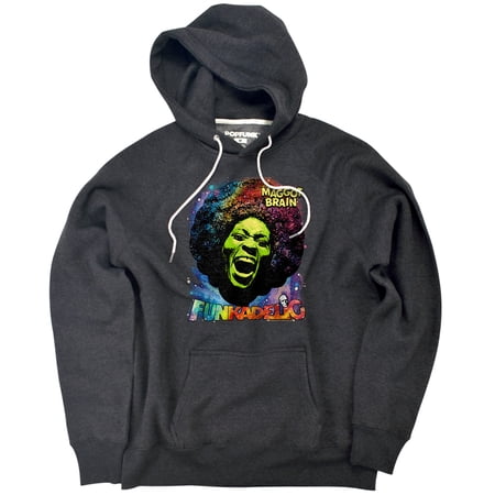 George Clinton Funky Maggot Brain Unisex Adult Slim Fit Pull-Over Heather Hoodie, Charcoal, Small