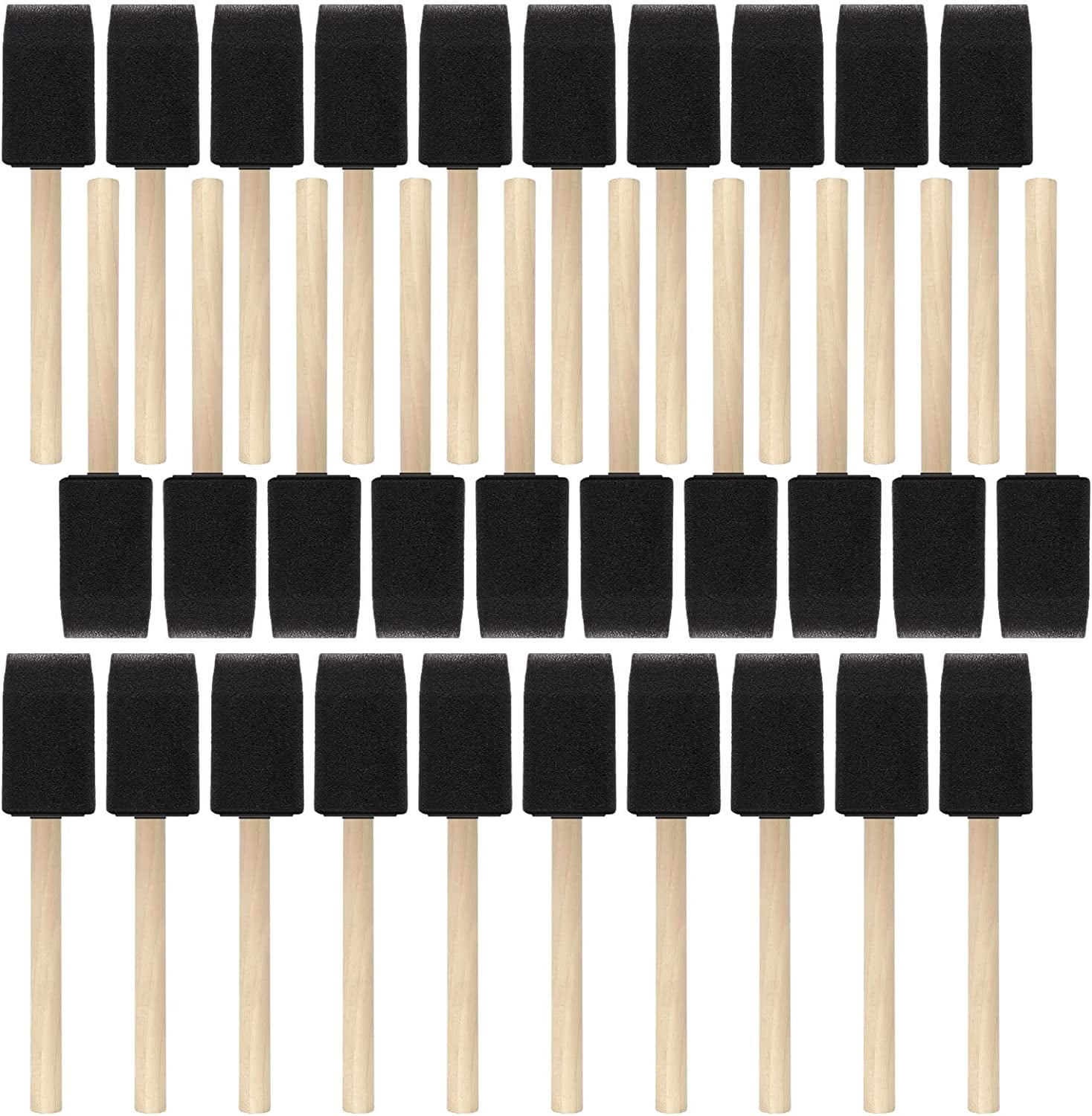 24 Pcs Foam Paint Brushes, Wood Handle Sponge Brushes for Painting,  Staining, Varnishes, and DIY Craft Projects (1, 2 and 3)