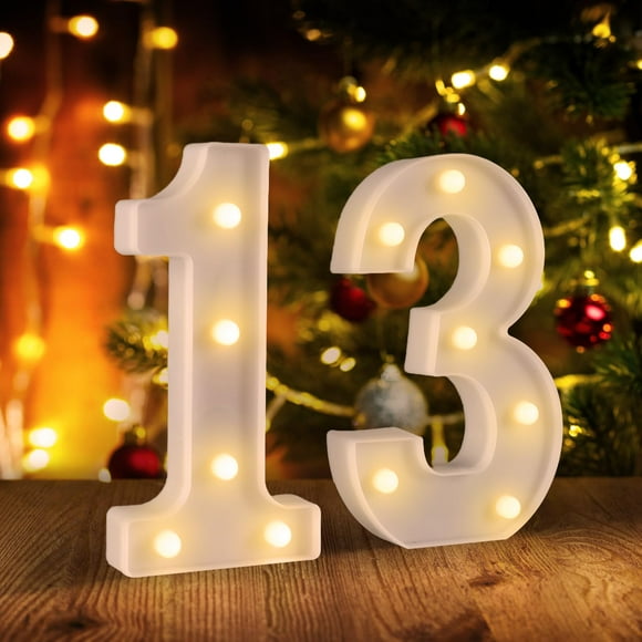 Letrero LED con números 13 para decoración de fiesta de 13 cumpleaños