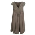 thumbnail image 4 of IROINNID Peplum Dress For Women Fashion Lace Beach Solid Sling Sleeveless Gorgeous Casual Dress V-Neck Below The Knee Dress, 4 of 5
