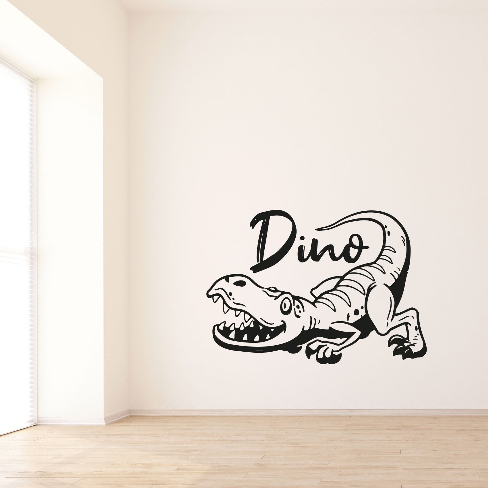 Dino Sigmage Cute Dinosaur Silhouette Happy Face Silhouette Design Vinyl Design Wall Sticker Art Decal Boy Girl Kid Room Bedroom Nursery Kinder Home Decor Stickers Decoration Size (14x20 inch)
