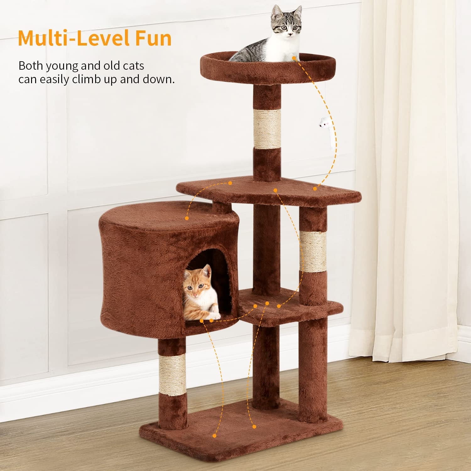 BestPet 36 inch Tall Cat Tree Cat Tower Cat Condo Multi-Level,Brown