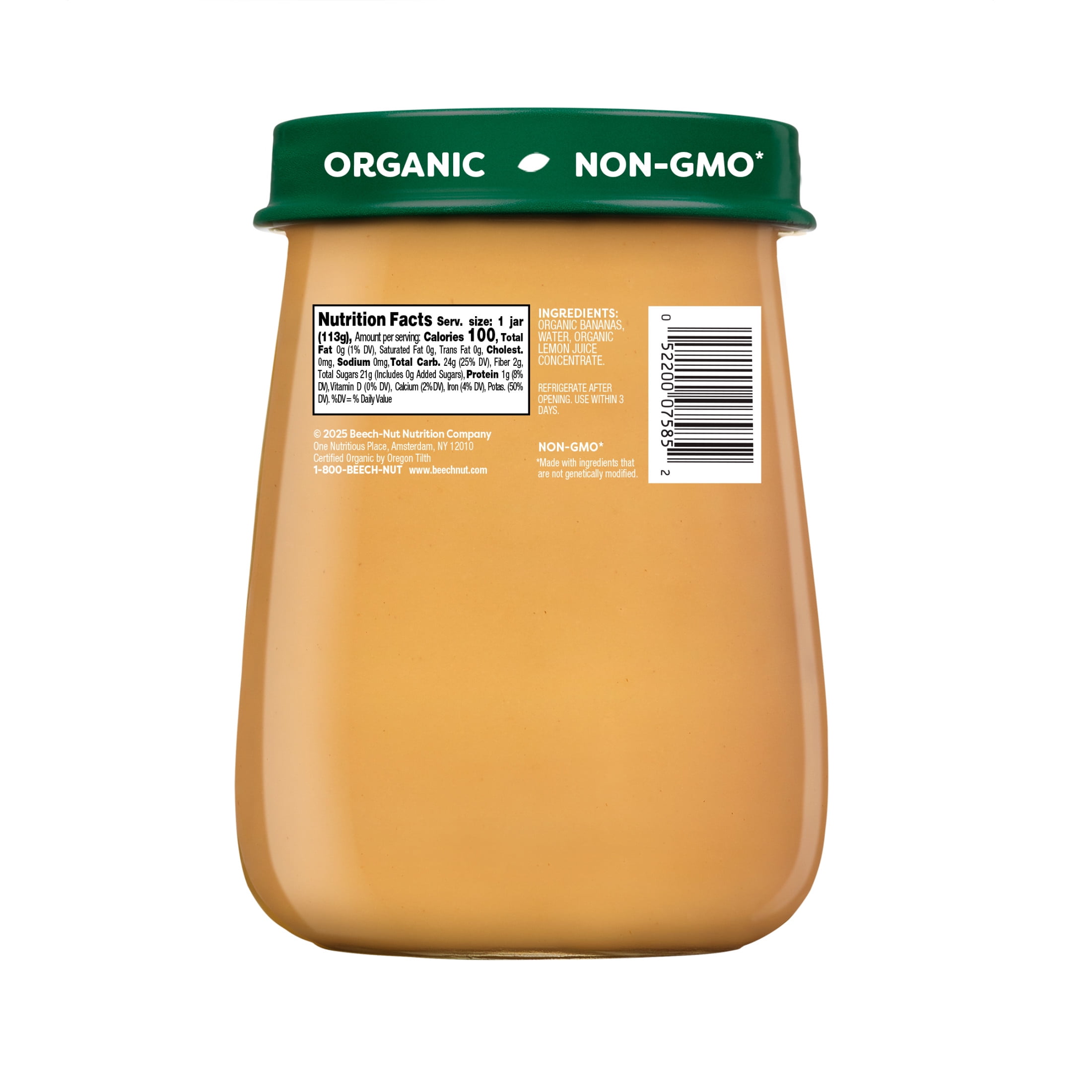 (6 pack) Beech-Nut Organics Stage 1 Organic Baby Food, Banana, 4 oz Jar