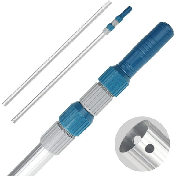 Professional 16 Foot Telescopic Aluminum Swimming Pool Pole - Attach Connect Skimmer Nets, Rakes, Brushes, Vacuum Heads Cleaning