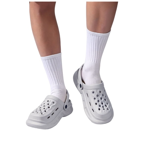Wide Toe Box Clogs for Men Breathable Non Slip Platform Sandals Hollow Out Slip On Lightweight Slide Walking Shoes Gray Size 10