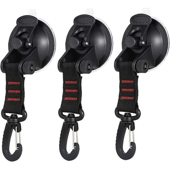 Suction Cups with Straps D Ring, suction cup hooks,suction hooks heavy duty,Heavy Duty Suction Cups Anchor, Multipurpose Camping Sucker Cups Hooks for Home Outdoor Car Van Truck Awning Boat Tarp-3pcs