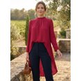 thumbnail image 2 of DARING DIVA Women's High Low Long Sleeve Asymmetrical Hem Casual Blouse XL Wine Red, 2 of 7