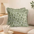 thumbnail image 2 of Cotton Twill Frill Cushion Covers by Vargottam - 16 Inch Square, Set of 2, Reversible Print, Farmhouse Throw Pillow Covers with Hidden Zipper - Floral Print, 2 of 6