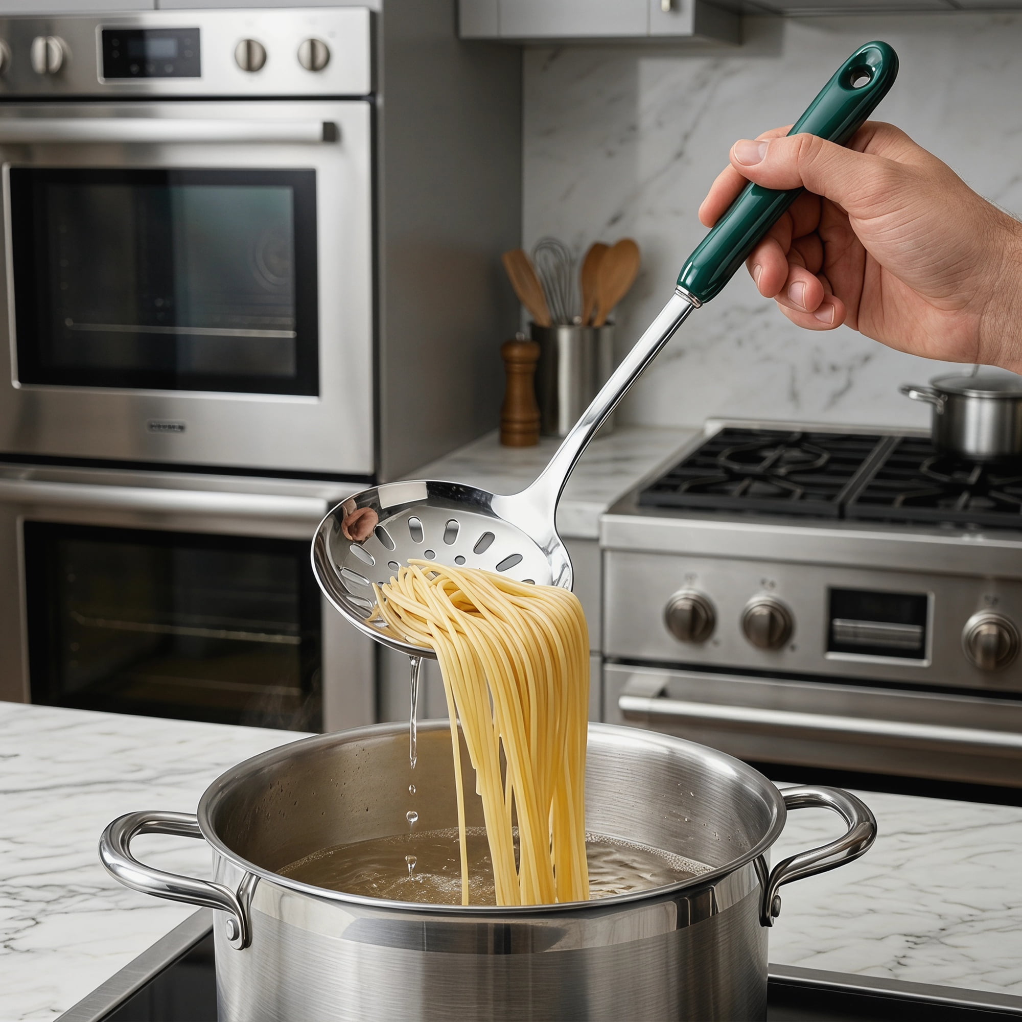 Unique Bargains Color-blocked Kitchen Utensil Set for Home Cooking Green-Silver A 2pcs