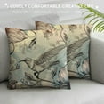 thumbnail image 3 of Nawypu  Hummingbird Throw Pillow Cushion Cover, Birds and Hibiscus Flowers Nostalgia Antique Design Classical Print, Decorative Square Accent Pillow Case, Brown Teal, 3 of 5