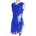 thumbnail image 5 of YiZYiF Women Sparkly Sleeveless Figure Skating Dress Ruched Mesh Modern Lyrical Ballet Dance Costume Blue S, 5 of 7