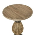 thumbnail image 4 of DecMode 15" x 22" Brown Wood Accent Table with Black Metal and Rattan Base, 1-Piece, 4 of 8
