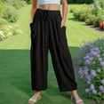 thumbnail image 6 of FAIWAD Kids Girls Wide Leg Pants Casual Loose Drawstring Summer Athletic Joggers with Pockets Beach Vacation Clothes, 6 of 9