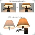 thumbnail image 2 of Kira Home Cambridge 13" Swing Arm Wall Lamp - Plug In/Wall Mount + Golden Bronze Fabric Shade, 150W 3-Way, Black, 2-Pack, 2 of 6