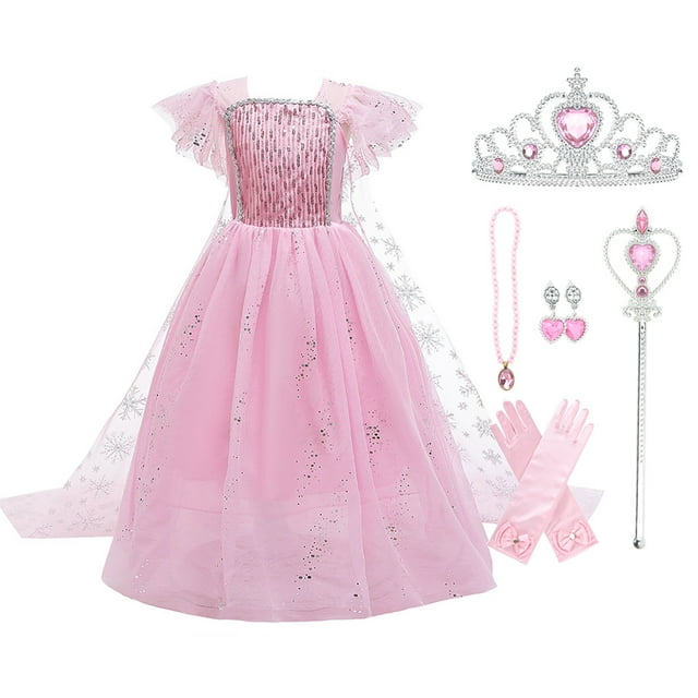 Déguisement de Princesse Elsa à Paillettes pour Filles, Fête d'Anniversaire, Noël, Robe Chic avec Accessoires