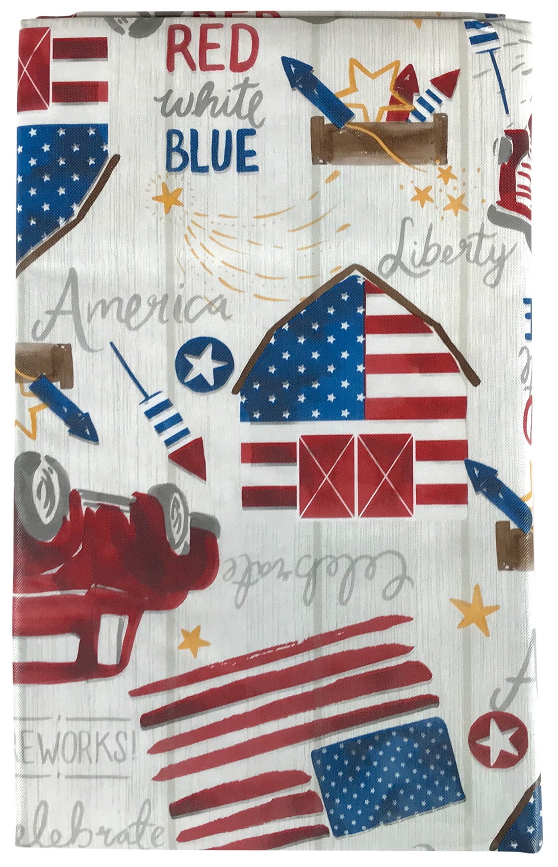 Americana Patriotic 4th July Vinyl Peva flannel backed Tablecloth 3 designs 