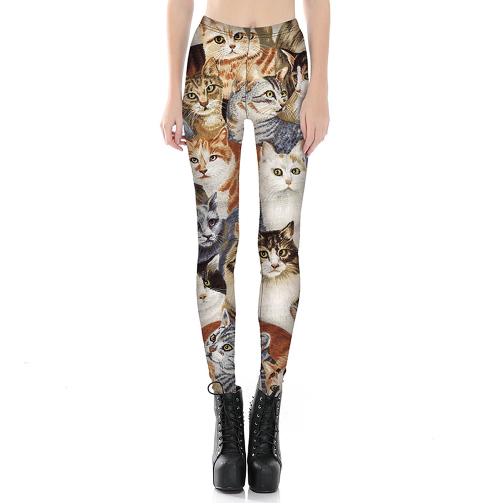 Funny Cats Womens Printed Yoga Pants High Waisted Workout Leggings 