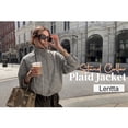 thumbnail image 4 of Lentta Womens Cropped Gingham Bomber Jacket Stand Collar Plaid Zip Up Coat with Pockets, 4 of 7