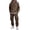123#Brown, variant on Mens Pullover Hoodie 2 Piece Outfit Cargo Jogger Sweatpants Matching Fleece Sweatsuit Tracksuit With Functional Pockets For Travel Training Use