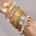 thumbnail image 3 of Faty-T 14k Gold Plated Cubic Zirconia Bangle Classic Bracelets for Woman, Sparkly Rhinestones Crown Bangle Stainless Steel Stackable Cuff Bracelet Trendy Statement Jewelry Gifts, 3 of 14