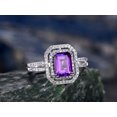 thumbnail image 3 of HeartsAndYou 2ct Natural Purple Amethyst Dual Halo Engagement Ring 100% 14k SOLID White Gold, 3 of 9