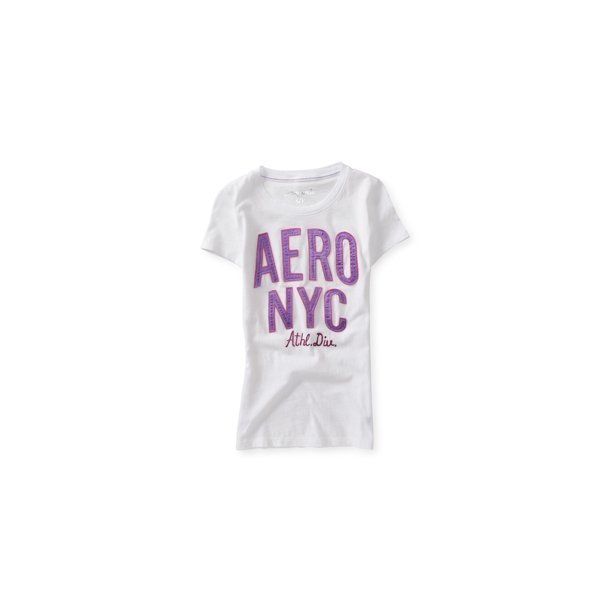Camiseta adornada Aeropostale con apliques reflectantes para mujer color blanco extragrande
