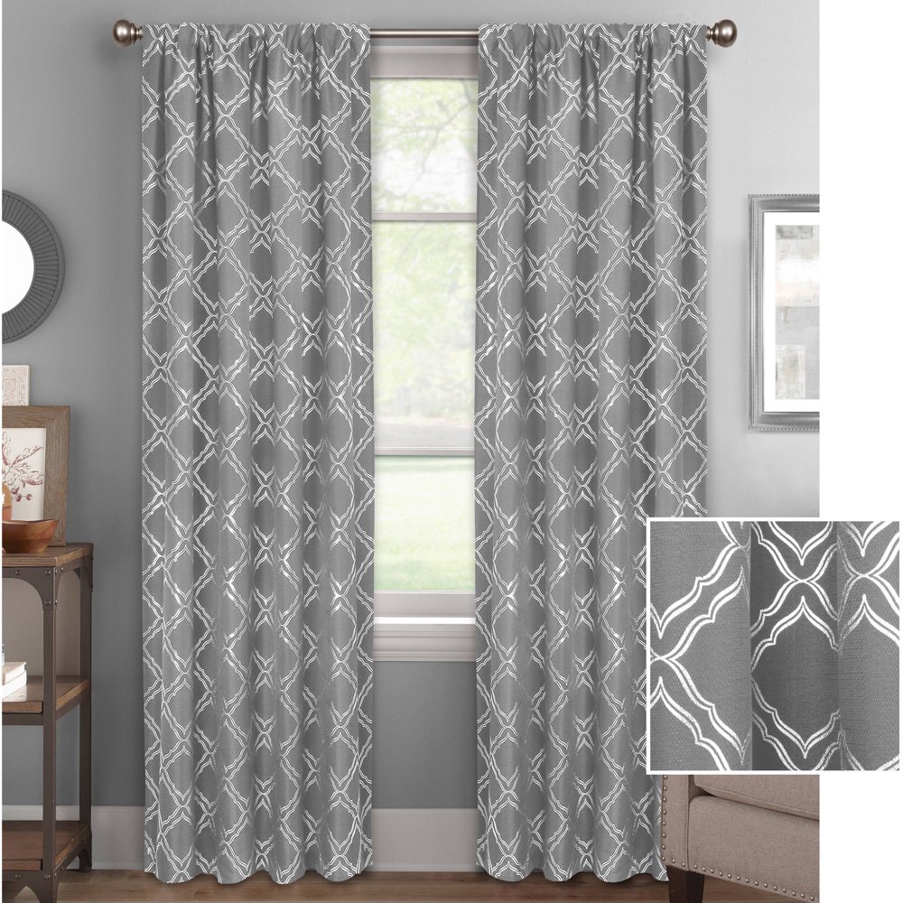 Better Homes and Gardens Metallic Foil Trellis Curtain Panel Walmart