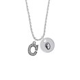 thumbnail image 2 of Delight Jewelry Black Nickeltone Crystal Initial - C - Beaded Border - Silvertone Script Initial Disc - O - Charm Necklace, 20"+3", 2 of 4