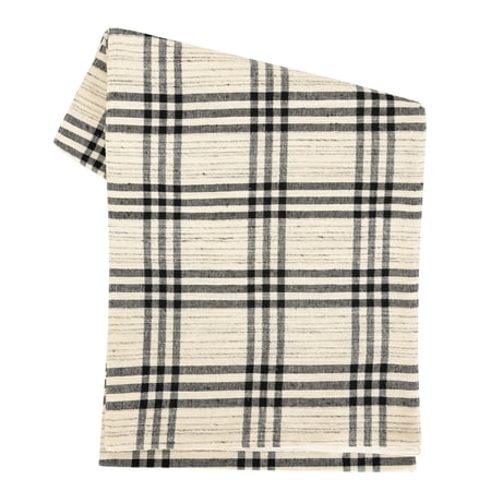 Creative Co-Op Black Plaid Woven Cotton and Wool Table Runner