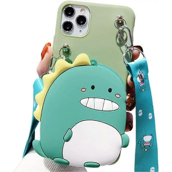 Wallet Case for iPhone 14 Pro Max Case with Lanyard (Dinosaur)