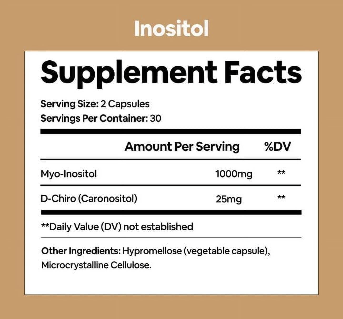 Black Girl Vitamins Inositol Supplement, 2000mg Myo + 50mg D-Chiro, Vegan Capsules to Support Hormone Balance, Healthy Ovarian & Menstrual Wellness, 60 Count