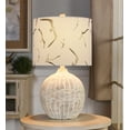 White Rattan Table Lamp Natural With Wash White, Seagull Print